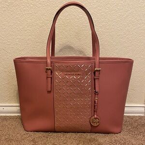 Michael Kors Pink Tote with Gold Accents